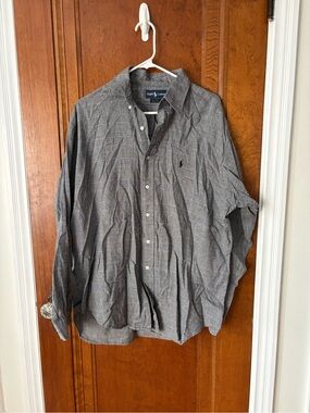 Ralph Lauren Gray Plaid Button-Up Shirt - large